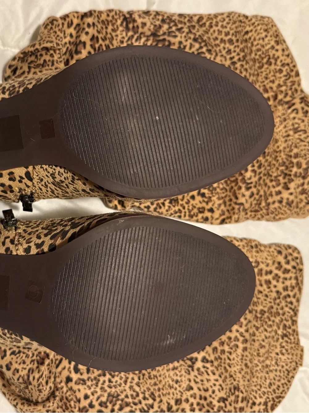 Leopard Print Over-the-Knee Boots - Tan/Black